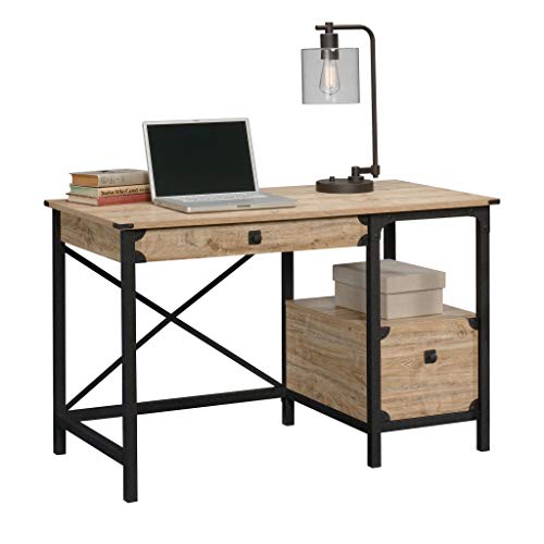 Sauder Steel River Desk, L: 47.48" x W: 23.47" x H: 29.53", Milled Mesquite finish - WoodArtSupply