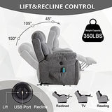 CANMOV Large Power Lift Recliner Chairs with Massage and Heat for Elderly Big People, Heavy Duty Motion Reclining Mechanism-Anti Skid Fabric Recliner Chair with 2 Concealed Cup Holders,Dark Gray CANMOV
