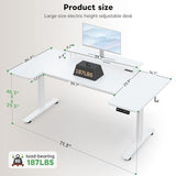 EnHomee 71 Inch Standing Desk Adjustable Electric with Monitor Stand, Computer Desk with Power Strip, Memory Height Home Office Desk for Home and Study Room, White EnHomee
