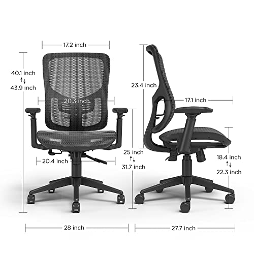 STAPLES Kroy Ergonomic Office Task Chair, Breathable Mesh Swivel Seat & Back, Adjustable Height, Lumbar Support, Black STAPLES