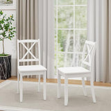 Giantex Wood Dining Chairs Set of 4 White, Armless Kitchen Chairs w/Rubber Wood Legs & Curved Backrest, Farmhouse Cross Back Diner Chairs, Wooden Side Chairs for Home Dining Room, Load 400 LBS Giantex