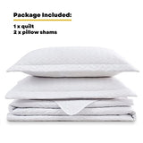 Maple&Stone White Quilt Set King Size, Lightweight Bedspread Ultrasonic Chevron Pattern Light Coverlet for All Season Comforter Bedding Decor - 3 Piece King Bed Cover Sets Maple&Stone