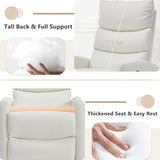 cinkehome Swivel Rocker Recliner Chair, Upholstered Nursery Glider Recliner Chair with Heated Massage, High Back, Side Pocket (White PU Leather)