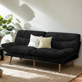 PERLECARE Convertible Futon Sofa Bed, 66" Corduroy Futon Couch with Adjustable Backrest and Armrests, 3-in-1Recliner Sleeper Sofa for Small Spaces, Play Room,Living Room or Office（66 in,Black） PERLECARE