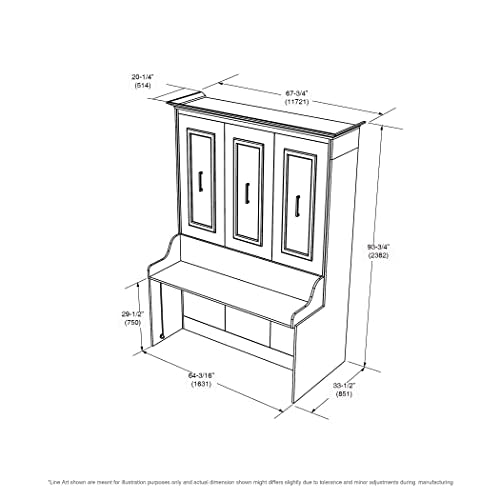 Xtraroom Alegra Queen Murphy Bed with Desk | Engineered and Solid Wood Construction | Smooth Painted Finish - No Melamine Used |Perfect for a Home Office Guest Bed | Murphy Desk Bed Queen Size Xtraroom