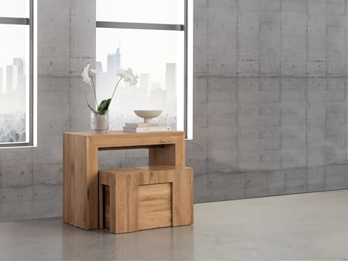 Transformer Table - Solid Wood Extendable Dining Table, Seats 2-12, Expandable Dining Room Table, Space-Saving Furniture, Expandable Dining Furniture, Natural (Table Only) Transformer Table