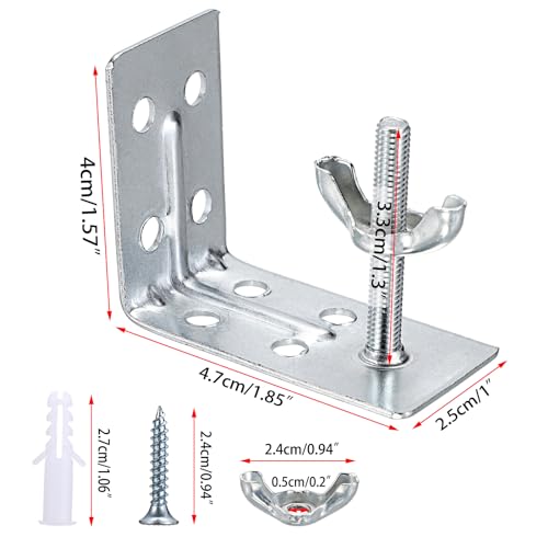 Sumnacon Shade L Brackets 8 Pcs Mounting L Bracket with Wingnut for Woven Wood Bamboo Roman Shade Metal L Shade Brackets for Inside,Ceiling or Wall Mount Silver L Blind Brackets for Home Sumnacon