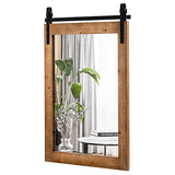 Tangkula Farmhouse Wall Mirror, Rustic Bathroom Mirror with Wood Frame and Metal Bracket, Wall Mounted Barn Door Mirror for Living Room Bathroom, 22 x 30 Inch Tangkula