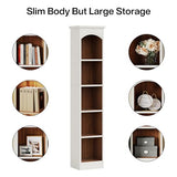 Tribesigns Narrow 5-Tier Bookcase - 70.9-Inch Tall White & Oak Corner Display Shelves Tribesigns