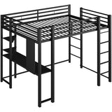 Shintenchi Loft Bed Full Size with Desk and Storage Shelves, Frame with 2 Side Ladders for Kids, Teens Adults, Spcace-Saving Noise-Free and Anti-tilt Design, Black Shintenchi