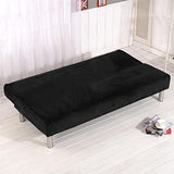 Thick Plush Futon Cover Stretch Armless Sofa Bed Slipcover Soft Couch Sofa Cover Futon Slipcover (Black) DOLZO