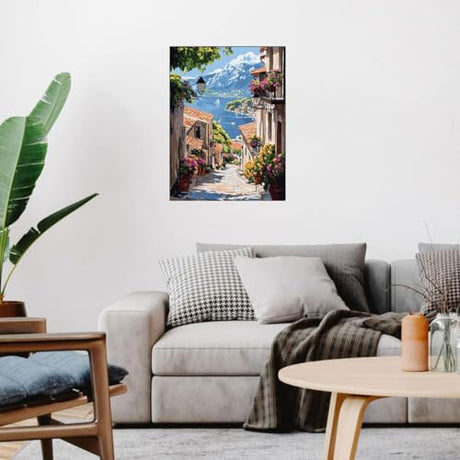 Landscape Stamped Cross Stitch Kits - Seaside Scenery Needlepoint Counted Cross Stitch Kits for Beginners Adults Patterns Dimensions Needlecrafts Embroidery Kits Arts and Crafts WUSARPLY