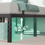 Nelaukoko Queen Bed Frame, 14 Inch Metal Platform Bed Frame Queen Size with Under Storage Space, Mattress Anti-Slip Design, Heavy Duty Sturdy Foundation, No Box Spring Needed, Easy Assembly, Black Nelaukoko