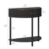 Trironsun Fluted Half Moon Console Table 2 Tier Narrow Entryway Table with Storage for Small Space Modern Wood Sofa Table with Doors and Gold Knobs Boho Home Decor Trironsun