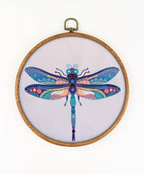 AWESOME PATTERN STUDIO Dragonfly EM080 - DIY Embroidery Kit Prime. Set of Threads, Needles, Stamped Cloth, Needle Threader, Embroidery Clippers and Printed Color Pattern Inside.