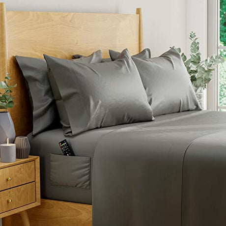DREAMCARE 100% Eucalyptus Sheets, Full Bed Sheets, Tencel, Lyocell | Full Size Sheet Sets, Cool Sheets for Hot Sleepers - Premium Full Size with Deep Pockets + 2 Side Pockets - 6 pcs DREAMCARE
