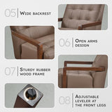 Lexicon Modern Accent Chair, Luxury Genuine Leather Match Living Room Chair with Tufted Cushions, Solid Wood Frame and Arm Rest, Comfy Upholstered Single Seat for Bedroom/Reading/Office, Brown Lexicon