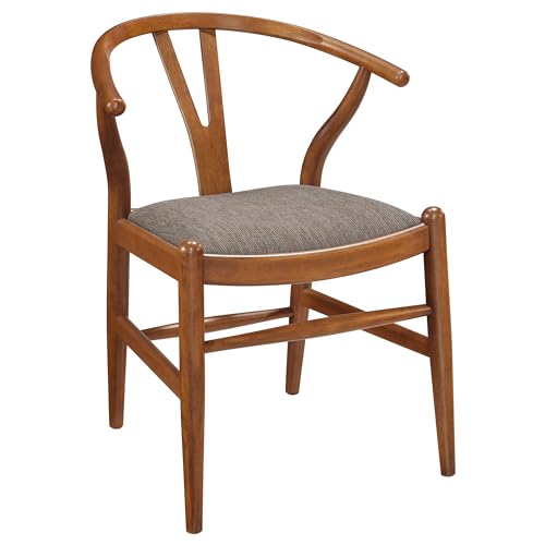 Coaster Home Furnishings Dinah Danish Y-Shaped Back Wishbone Dining Side Chair Walnut and Brown (Set of 2) Coaster Home Furnishings