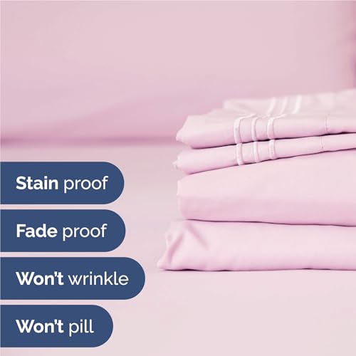 Full Size 4 Piece Sheet Set - Comfy Breathable & Cooling Bed Sheets Set - Hotel Luxury Bedding for Women, Men, Kids, Teens, Boys & Girls - Deep Pockets, Soft and Wrinkle Free - Oeko-Tex - Light Pink CGK Unlimited