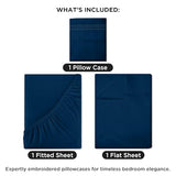 ROYALE LINENS 3 Piece Twin Sheets Set - Soft Brushed 1800 Microfiber Bedding - 1 Fitted and 1 Flat Sheet, 1 Pillow case - Wrinkle Free & Fade Resistant - Hotel Luxury Bed Sheets Set (Navy, Twin) ROYALE LINENS