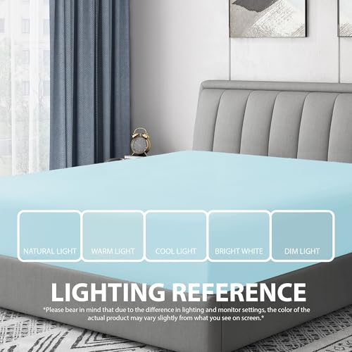 Cathay Home Luxury Wrinkle And Fade Resistant Double Brushed Ultra Soft Microfiber 14-inch Standard Pocket Single Fitted Sheet, Aqua, Twin Cathay Home