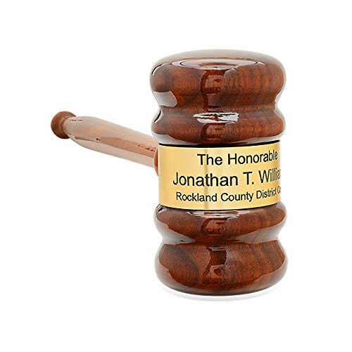 Executive Gift Shoppe | The Judge Personalized Wooden Gavel with Laser Engraved Gold Band - WoodArtSupply