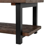 Alaterre Furniture Pomona Rustic Industrial Modern Vintage Metal and Solid Wood Coffee Table, Easy Assembly, 42 in x 24 in x 18 in ,Brown Alaterre Furniture