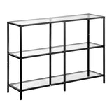 VEVOR 3-Tier Glass Console Table, Modern Rectangle Sofa Side Table with Tempered Glass Top and Iron Legs, Golden Consloe Desk with Anti-Tip Device for Living Room, Hallway, Entryway, Foyer, Black VEVOR
