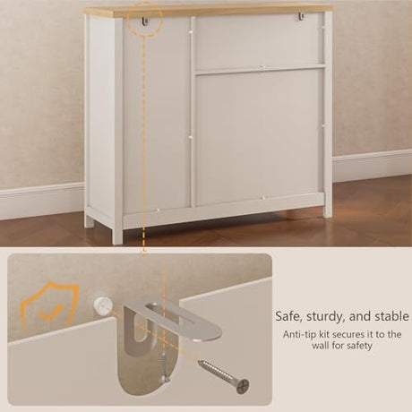 Viaozutis Storage Cabinet with Doors and Drawers,Kitchen Storage Cabinets，with Drawer and Adjustable Shelf（White） Viaozutis