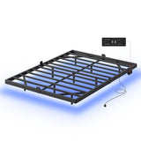 WLIVE Floating Full Bed Frame, 1500Lbs Heavy Duty Metal Platform with LED Light and Charging Station, No Box Spring Needed, Easy Assembly, No Noise, Full Size, Black WLIVE