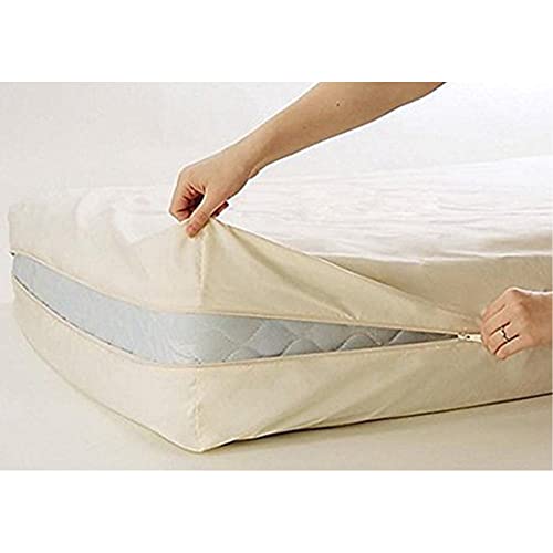 100% Cotton Natural Fleetwood Cotton Mattress Cover, Twin Size, with Zipper Gilbins