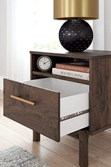 Signature Design by Ashley Calverson Modern 1 Drawer Nightstand with Open Cubby, 21.18" Tall, Dark Brown Signature Design by Ashley