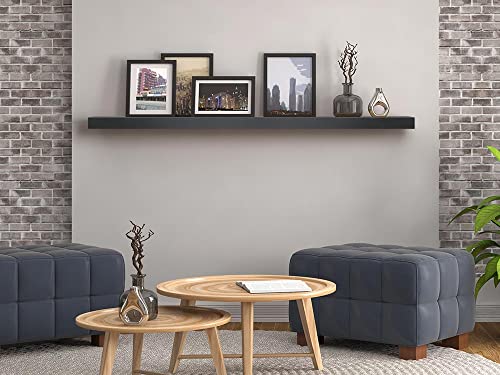 MANTELSDIRECT Titus 52 Inch Metal Stainless Steel Non-Combustible Fireplace Mantel Shelf - Shadow Iron Beautiful Modern Shelf Perfect for Electric Fireplaces and More! MANTELSDIRECT