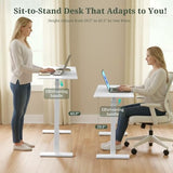 Mobile Standing Desk, Adjustable Height Desk with Hidden Casters, Portable Laptop Computer Table with Rolling Wheels, for Sit Stand Workstation, Compact and Sturdy for Home, Office, Dorm, White SageNest