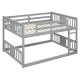 LZ LEISURE ZONE Full Over Full Bunk Bed, Wood Full Bunk Bed with Ladder, No Box Spring Needed, Gray LZ LEISURE ZONE