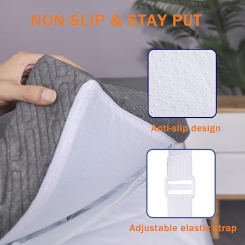 VALUXE 3 Inch Gel Memory Foam Mattress Topper Queen Size High Density Cooling Pad Pressure Relief Bed Topper Grey (with Removable & Washable Bamboo Cover) VALUXE