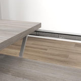 HOMCOM 47"-63" Expandable Dining Table for 4-6 People, Farmhouse Dinner Table with Heavy Duty Metal Trestle Base, Rectangle Kitchen Desk, Distressed Gray HOMCOM