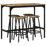HOMCOM Rustic 5-Piece Counter Height Bar Table Set with 4 Stools - Industrial Brown Dining Ensemble HOMCOM