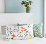 SLEEPBELLA Duvet Cover Set 600 Thread Count Cotton Bedding Set (Full, White&Green Floral) SLEEPBELLA