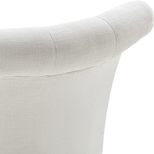 Batohom Home Office Chair Adjustable Height Swivel Chair with Wheels Linen Fabric Upholstered Computer Desk Chair with Wooden Legs Comfortable Armless Chair for Home Office Study Studio(Beige) Batohom