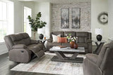 Signature Design by Ashley First Base Contemporary Faux Leather Manual Reclining Sofa, Gray Signature Design by Ashley