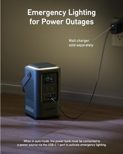 Anker Power Bank Power Station 60,000mAh,Portable Outdoor Generator 87W with Smart Digital Display, Retractable Auto Lighting and SOS Mode, Home Backup(PowerCore Reserve 192Wh) for Travel, Camping Anker