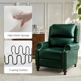 HULALA HOME Genuine Leather Wingback Recliner Chair with Thick Cushioned Seat, Traditional Push Back Leather Recliner with Nailhead Trim, Green