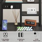 Furnulem Tall Nightstand with 3 Drawers, LED Lights, and USB Charging Ports - Versatile Beadside Table in Black Oak Furnulem