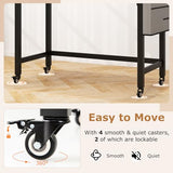 Tangkula Conference Room Table Set of 4, Mobile Computer Desk with Removable Storage Bag & 2 Hanging Hooks, Rolling Meeting Table with Heavy-Duty Metal Frame, Conference Desk (Natural) Tangkula