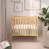 Dream On Me 3-in-1 Portable Folding Stationary Side Mini Baby Crib in Natural & Mattress, GreenGuard Gold & BSA, Use as Changer & Playpen, Locking Wheels, 3 Mattress Heights, Extra Firm Mattress