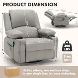 linting Faux Leather Recliner Chair with Heat and Massage Cup Holder, Overstuffed Swivel Rocker Recliner Chair Rocking Glider Chair, Light Grey