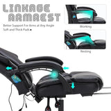 Massage Office Chair with Foot Rest 6 Points Vibration and Heat Home Office Desk Chairs for Heavy People 400lbs Reclining Managerial Chairs Ergonomic Executive Chair (Black) HESL