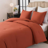 Caressma Full Comforter Set Burnt Orange, Soft Prewashed Solid 3 Pieces Bedding Comforter for All Seasons,Fluffy Microfiber Terracotta Boho Comforter (79"x90") for All Seasons with Pillowshams Caressma