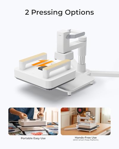 xTool Heat Press Machine 3-in-1 Kit, Smart Press & Mini Iron Press with Platform & Control Pod, 10-25KG High Pressure, Detachable Portable Heat Press Machine for T-Shirts Vinyl Sublimation Crafts xTool